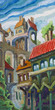 The old city buildings. Artwork by Alex Tsuper.