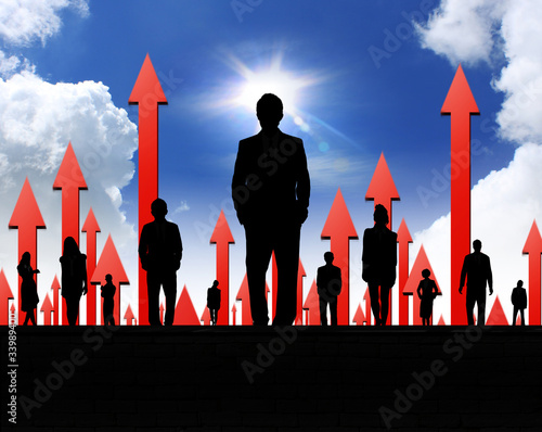 Illustration: business people on a graph business people on a graph