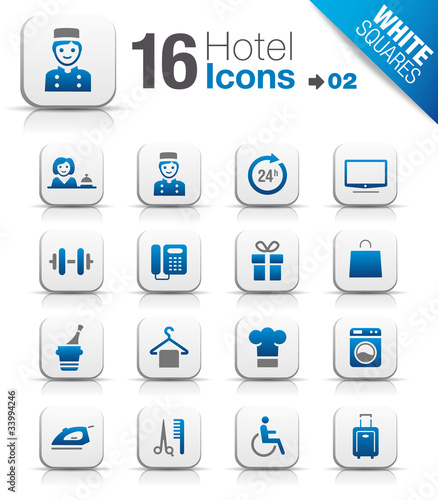 Vector: White Squares - Hotel icons White Squares - Hotel icons