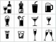 Vector black drinks & beverages icons set.