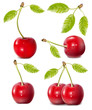 Vector illustration. Cherries with water drops.