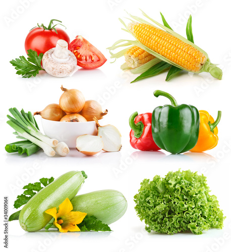 Photo: set fresh vegetables with green leaf set fresh vegetables with green leaf