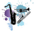 Musikinstrumente und Farbklekse