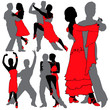 Vektor: Latino Dancers Silhouettes Set Latino Dancers Silhouettes Set