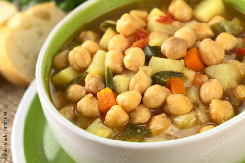 Photo: Vegetarian chickpea soup with carrots, potatoes, onions Vegetarian chickpea soup with carrots, potatoes, onions