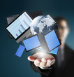 Mobile phones and laptops in hand