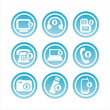 set of 9 blue technology with arrows signs