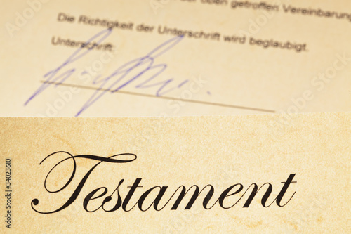 Foto: Testament in deutscher Sprache Testament in deutscher Sprache