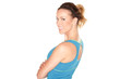 Sexy mature fitness model looking over shoulder