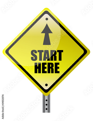 Illustration: Yellow Diamond start here with up arrow sign Yellow Diamond start here with up arrow sign