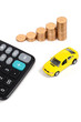 Calculator,coins and toy car Calculator,coins and toy car