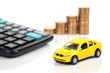 Calculator,coins and toy car Calculator,coins and toy car