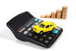 Calculator,coins and toy car Calculator,coins and toy car