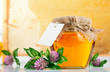 sweet honey in glass jars