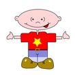 Happy smiling cartoon boy on white background