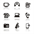 set of 9 black technology with arrows icons