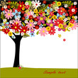 summer tree with color flowers