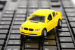 Toy car on keyboard Toy car on keyboard