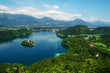 Foto: Panoramic View of Lake Bled in Slovenia. Panoramic View of Lake Bled in Slovenia.