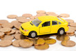 Toy car and coins Toy car and coins