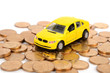 Toy car and coins Toy car and coins