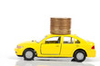 Toy car and coins Toy car and coins