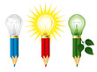 Pencils and light bulbs