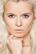 Alluring model face with naturel daily make-up, blond hair
