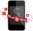 Smartphone 6 Red Icons Mobile Banking Dollar