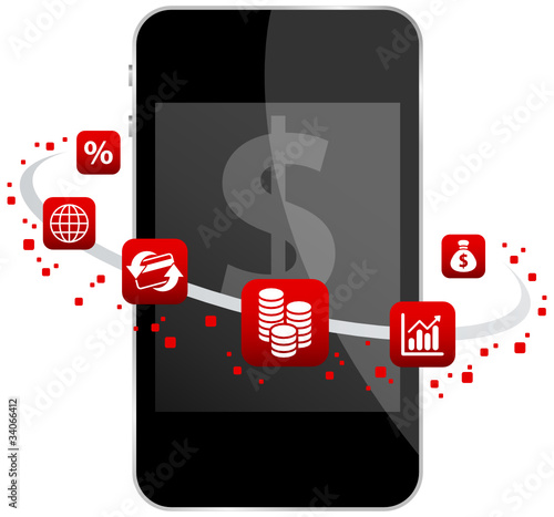 Vector: Smartphone 6 Red Icons Mobile Banking Dollar Smartphone 6 Red Icons Mobile Banking Dollar