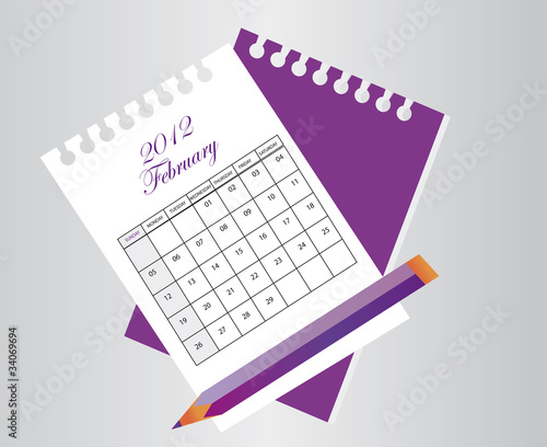 Vektor: Calendar Sheet 2012 February Calendar Sheet 2012 February