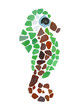 Photo: Seahorse mosaic made from sea glass, washed up on the beach Seahorse mosaic made from sea glass, washed up on the beach
