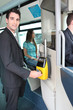 Photo: young man in public transportation young man in public transportation