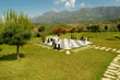Huge chess in the field.