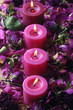 Row of red candlelight with rose in line