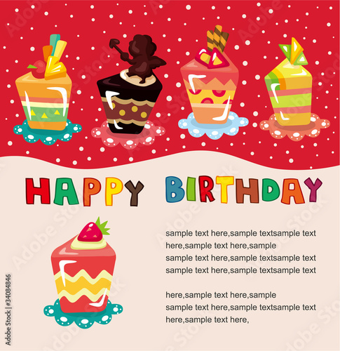 Cartoon Birthday Cake on Cartoon Cake Birthday Card  By Notkoo2008  Royalty Free Vectors