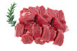 viande cru de boeuf bourguignon sur fond blanc