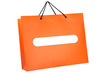 Isolated orange shopping bag, white label, black handles Isolated orange shopping bag, white label, black handles