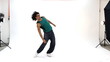 Teenager dancing breakdance in action