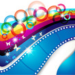 Film frames over colorful background Film frames over colorful background