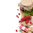 Traditional redcurrant jam isolated over white with copyspace