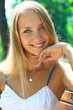 young beautiful blond female with long hair