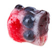 Bilberries raspberry and mulberry fruits inside of melting ice c Bilberries raspberry and mulberry fruits inside of melting ice c