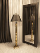 standard lamp with mirror and carpet in luxurious interior