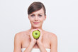 Beautiful woman with green apple Beautiful woman with green apple
