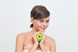 Beautiful woman with green apple Beautiful woman with green apple