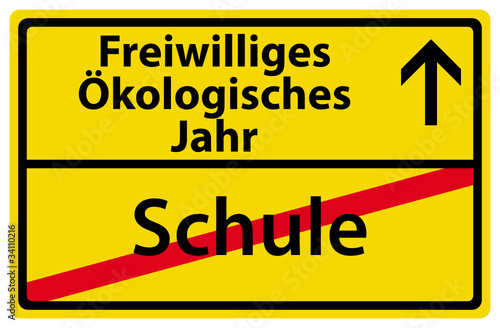 Vektor: Freiwilliges Ökologisches Jahr nach der Schule Schild Freiwilliges Ökologisches Jahr nach der Schule Schild