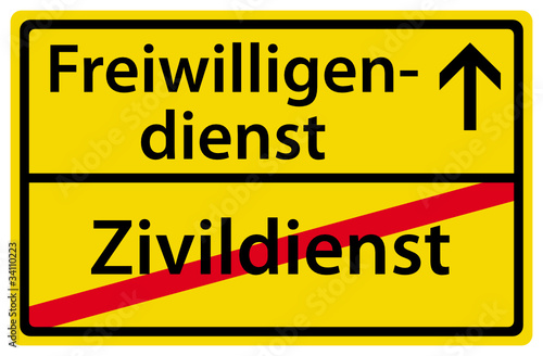 Vektor: Bundesfreiwilligendienst Abschaffung Zivildienst Schild Bundesfreiwilligendienst Abschaffung Zivildienst Schild