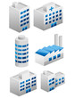 3d building icons set vector