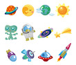 cartoon space element icons set cartoon space element icons set